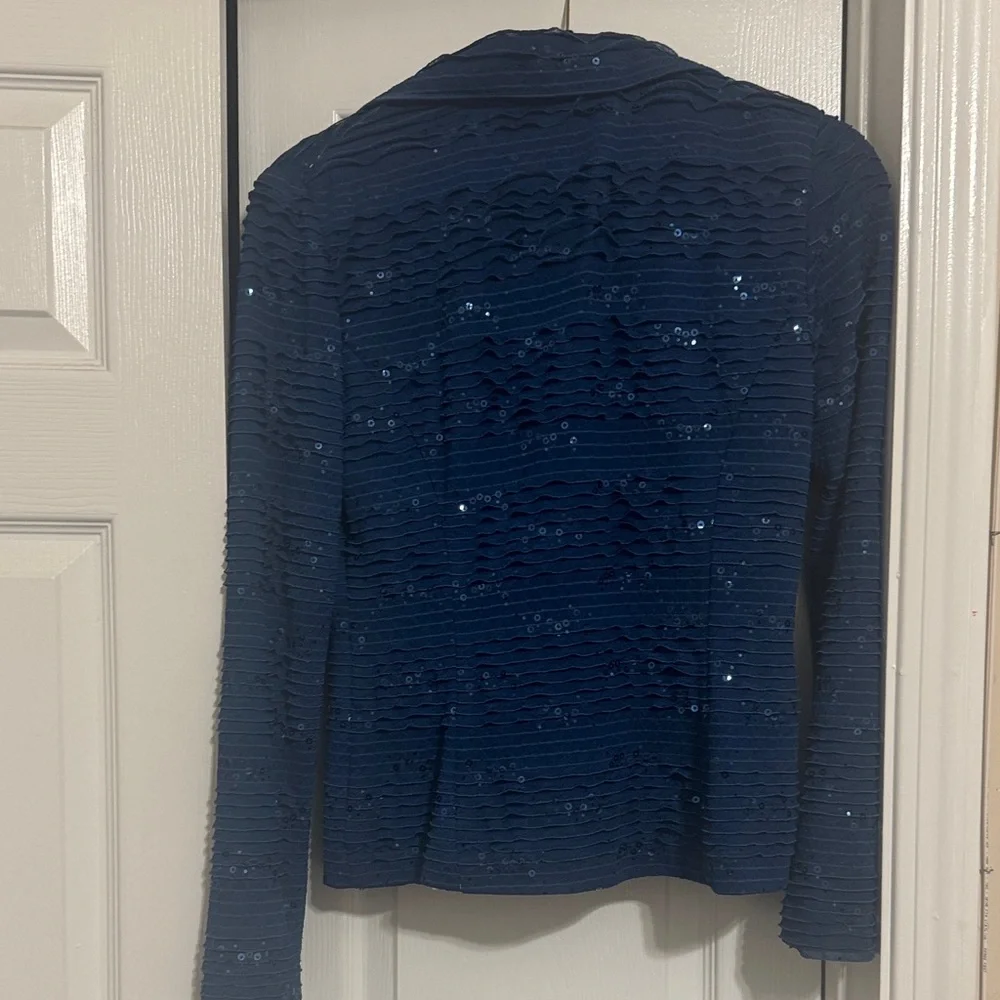 Clara Sun Woo Navy Blue Textured Blazer - Picture 2 of 3